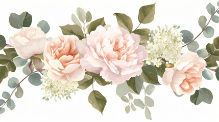 Dusty pink and cream rose peony hydrangea flower