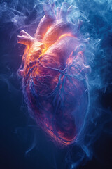 An abstract depiction of the pulmonary heart, highlighting its function in blood oxygenation,