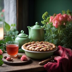 Fototapeta premium apple pie with apples and cinnamon