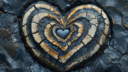 An intricate zebra heart with layers of lace-like patterns in sweet, romantic colors,