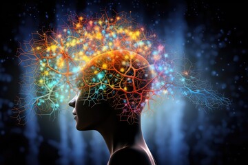 Fototapeta premium Mindset of Human Brain, realms of Cognition and Cognitive Load. Basal Ganglia, Habit Formation. Neuro ophthalmology, Nose gateway to Neural Resonances. Inductive Reasoning, mind brain nodes of Ranvier