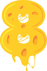 Melted Cheese in The Form Of a Number 