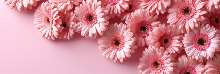 Banner Pattern Made Pink Gerbera Flowers, Banner Image For Website, Background, Desktop Wallpaper