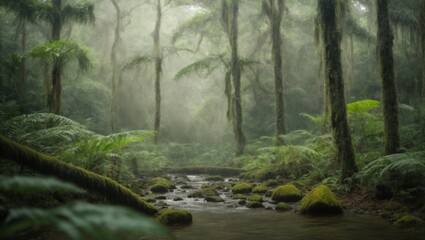 Calming Rainforest Oasis: Soothing Nature in Serene Hues