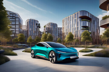  Top-Selling Green Vehicle Futuristic Electric Car in Sustainable City with Clean Energy Features