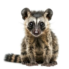 African Civet in natural pose isolated on white background, photo realistic