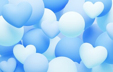 3D背景素材_ハート_水色