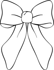 Coquette Ribbon bow outline doodle hand drawn
