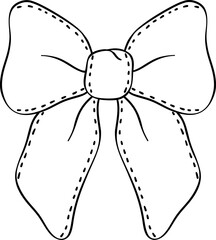 Coquette Ribbon bow outline doodle hand drawn