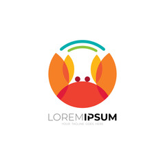 crab icon with a simple and colorful appearance, circle