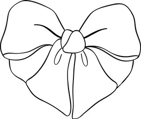 Coquette Ribbon bow outline doodle hand drawn