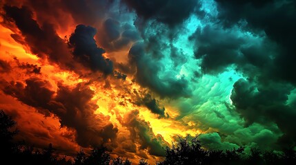 Obraz na płótnie Canvas Dramatic Storm Clouds at Sunset
