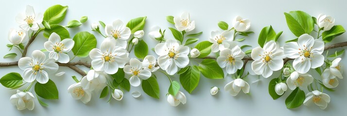 Beautiful Flowering Apple Tree On Light, Banner Image For Website, Background, Desktop Wallpaper