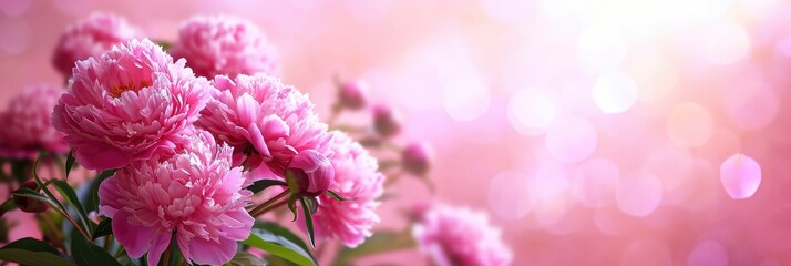 Beautiful Peony Flowers Background Blossoming Peon, Banner Image For Website, Background, Desktop Wallpaper