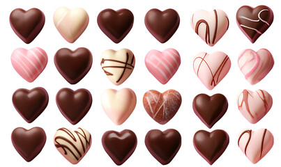 Set of heart-shaped chocolate illustrations for Valentine's Day - obrazy, fototapety, plakaty