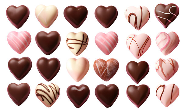 Set of heart-shaped chocolate illustrations for Valentine's Day