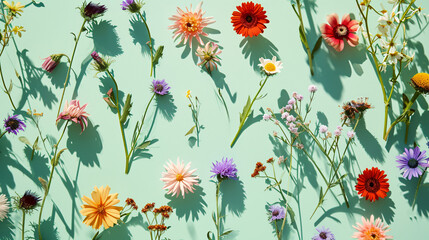 Fototapeta na wymiar Flower composition. Trendy floral pattern