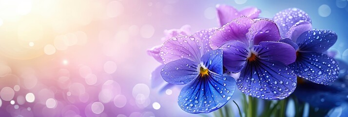 Bouquet Beautiful Spring Violet Flowers, Banner Image For Website, Background, Desktop Wallpaper