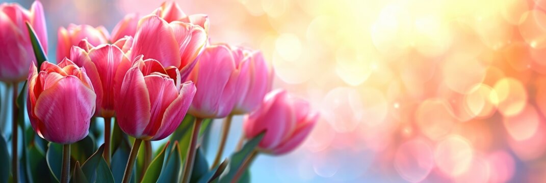 Bouquet Pink Tulips Easter Day Background, Banner Image For Website, Background, Desktop Wallpaper