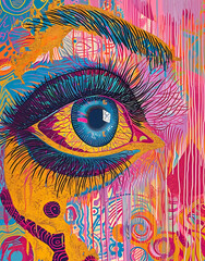 Graphic Poster Art of a Colorful Eye with Invisibility