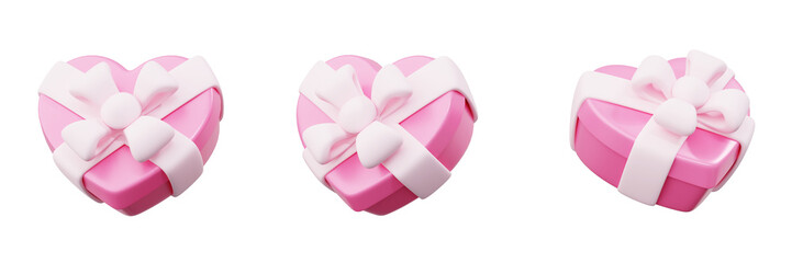 3d Set Valentine's Gift Box in the Shape of a Heart, Present Packing for Valentine's Day, Valentine's Day Concept theme design