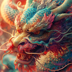 Artistic illustration of the Year of the Dragon, digital artwork 
