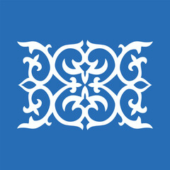 Vintage ornate linear ornaments in Kazakh traditional style. Asian floral designs. Abstract Asian elements of the national pattern of the ancient nomads of the Kyrgyz, Mongols, Kazakhs, Tatars.