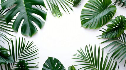 Top view Tropical palm leaves