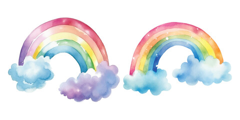Cute Watercolor rainbow and cloud