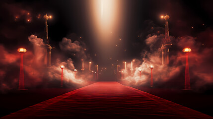 Red carpet staircase background, VIP entrance, night award ceremony