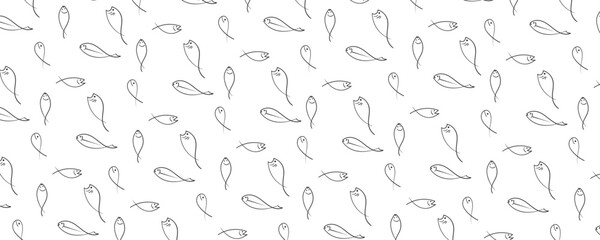 Seamless pattern with hand drawn fish. Can be used for wallpaper, pattern fills, web page background,surface textures.