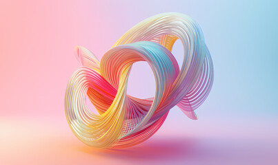 Octane Render of Twisted Shape with Pastel colors Strings