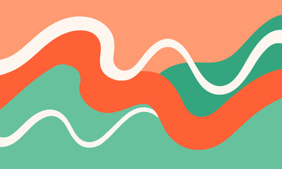 Fluid and Dynamic Abstract Pattern in Red and Teal Color