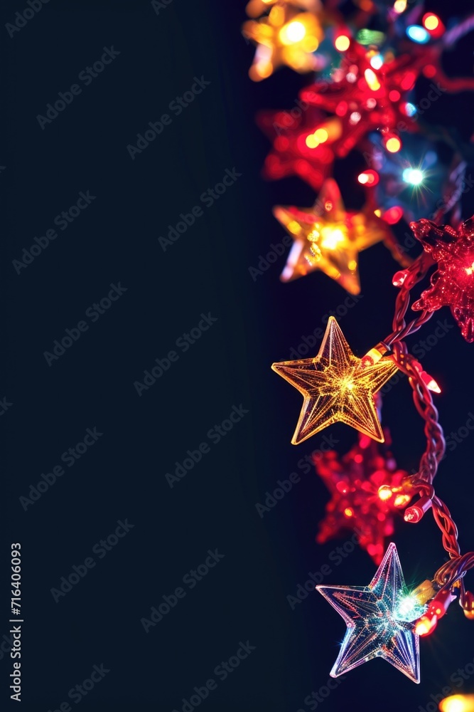 Poster a close up shot of a string of christmas lights. perfect for adding a festive touch to any holiday-t