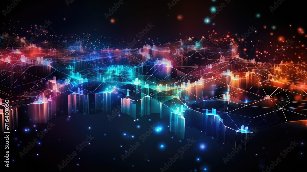 Poster data transfer connections in futuristic digital background. virtual linking and network computing