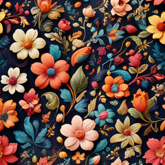 Fototapeta premium floral pattern seamless floral vector wallpaper design leaf nature ,Ai generated 