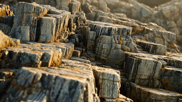 The rocks are different sizes and shapes, creating a unique and intricate structure.