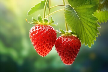 Strawberries are ready to be harvested, the fruit is fresh and sweet.