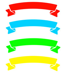 Ribbons set isolated on transparent background. Red, green, blue and yellow.