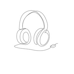 Headphone speaker   continuous one line drawing outline vector  illustration