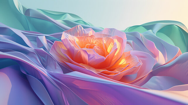 Rose Abstract in Light Violet and Light Orange