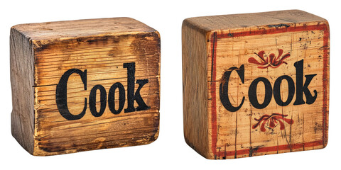 Wooden Blocks Set Isolated on Transparent or White Background, PNG