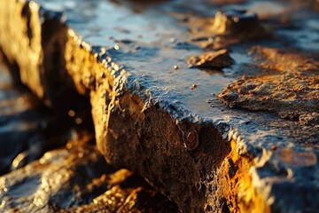 Fototapeta premium A detailed close-up of a piece of wood found on a beautiful beach. Perfect for nature-themed designs or coastal-inspired projects
