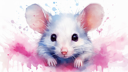 cute mouse, watercolor illustration on a white background
