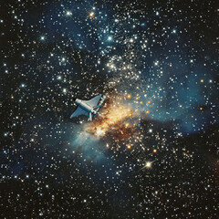 Obraz na płótnie Canvas Celestial Star Cluster with Orbiting Space Shuttle