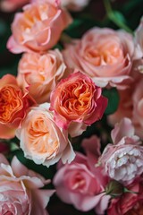 A beautiful arrangement of pink and orange roses in a vase. Perfect for adding a touch of color and elegance to any space