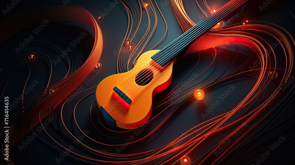 Poster colorful retro abstraction of musical instruments, modern and abstract multicolor music background w