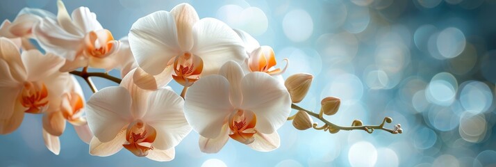 Orchid White Flower Background Greeting Card, Banner Image For Website, Background, Desktop Wallpaper