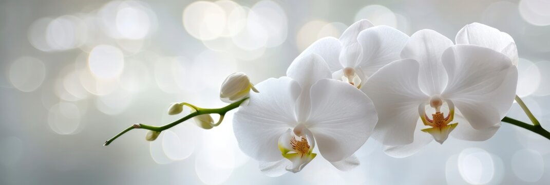 Orchid White Flower Background Greeting Card, Banner Image For Website, Background, Desktop Wallpaper