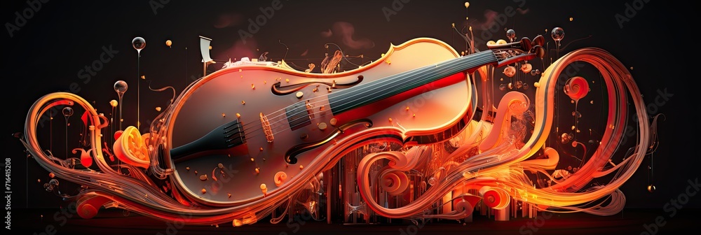 Poster colorful retro abstraction of musical instruments, modern and abstract multicolor music background w